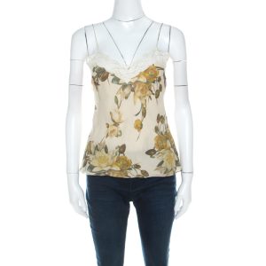 Christian Dior Beige Floral Silk Lace Trim Camisole Top M, Shirts & Tops - Luxury Closet catalog