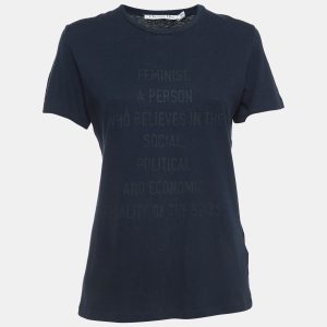 Christian Dior Navy Blue Feminist Print Cotton Blend Half Sleeve T-Shirt S, Shirts & Tops - Luxury Closet catalog
