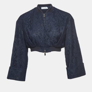 Christian Dior Navy Blue Floral Lace Cropped Jacket M, Coats & Jackets - Luxury Closet catalog