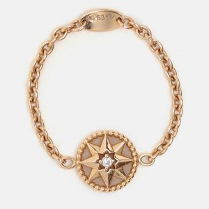Dior Mother of Pear Diamond 18k Yellow Gold Rose Des Vent Ring Size 53, Rings - Luxury Closet catalog