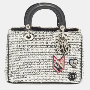 Dior Black/Silver Tweed and Leather Small Diorissimo Patch Tote, Tote Handbags - Luxury Closet catalog
