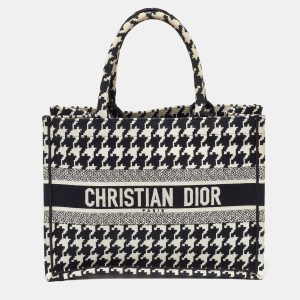 Dior Black/White Embroidered Macro Houndstooth Canvas Medium Book Tote, Tote Handbags - Luxury Closet catalog