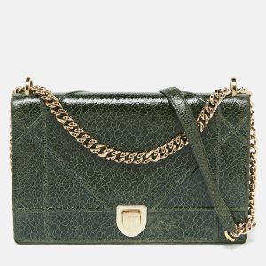Dior Green Crackle Leather Large Diorama Flap Shoulder Bag, Shoulder Bags - Luxury Closet catalog