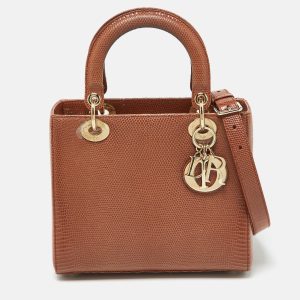 Dior Brown Lizard Medium Lady Dior Tote, Tote Handbags - Luxury Closet catalog