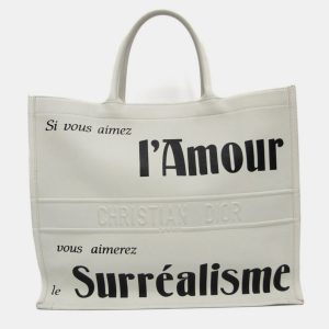 Christian Dior Black White Book Medium Leather Tote Bag, Tote Handbags - Luxury Closet catalog