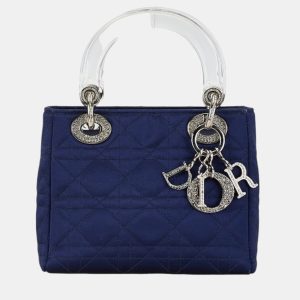 Christian Dior Navy Satin Plastic Dior Lady Rhinestone Handbag, Tote Handbags - Luxury Closet catalog