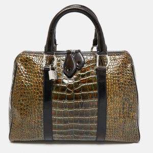 Dior Green/Black Crocodile Saddle Boston Bag, Satchels - Luxury Closet catalog