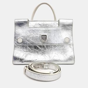 Dior Silver Laminated Leather Medium Diorever Bag, Tote Handbags - Luxury Closet catalog
