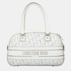 Christian  Dior White Canvas Medium Vibe Bowling Bag, Tote Handbags - Luxury Closet catalog