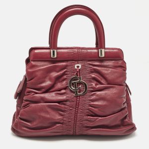 Dior Burgundy Leather Karenina Frame Tote, Tote Handbags - Luxury Closet catalog