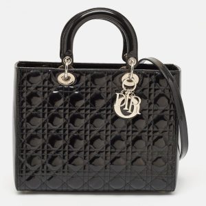 Dior Black Cannage Patent Leather Large Lady Dior Tote, Tote Handbags - Luxury Closet catalog