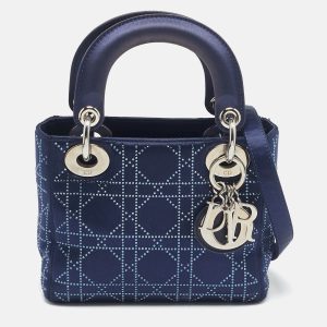 Dior Navy Blue Cannage Crystal Satin Mini Lady Dior Tote, Tote Handbags - Luxury Closet catalog