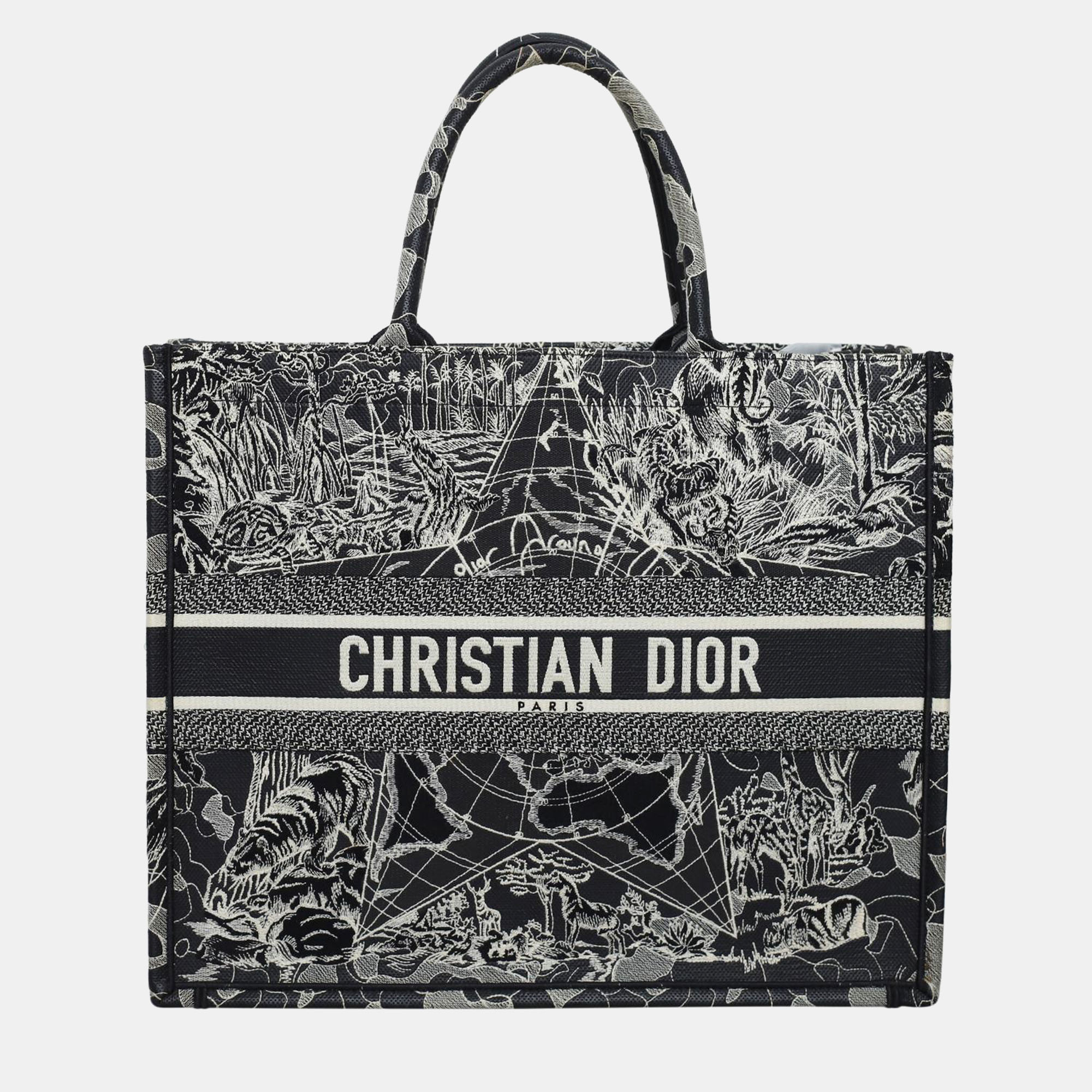 Christian Dior Canvas Embroidered Large Around The World Book Tote, Tote Handbags - Luxury Closet catalog