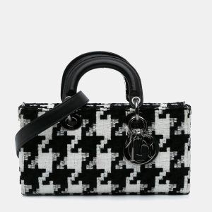 Dior Black Medium Canvas Macro Houndstooth Lady D Joy Bag, Satchels - Luxury Closet catalog