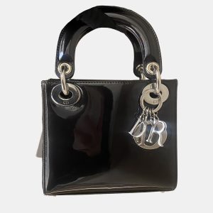 Dior Lady Dior Mini Bag Black & Grey Patent Leather, Tote Handbags - Luxury Closet catalog