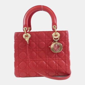 Christian Dior Red Leather Lady Medium Handbag, Tote Handbags - Luxury Closet catalog