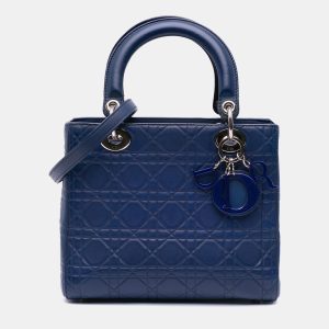 Dior Blue Medium Ultra Matte Calfskin Embossed Cannage Lady Dior, Tote Handbags - Luxury Closet catalog