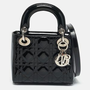 Dior Black Cannage Patent Leather Mini Lady Dior Tote, Tote Handbags - Luxury Closet catalog