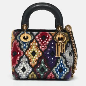 Dior Multicolor Leather Mini Embroidered Beads Lady Dior Tote, Tote Handbags - Luxury Closet catalog