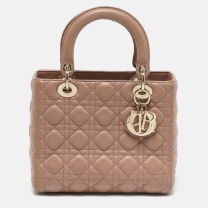Dior Beige Cannage Leather Medium Lady Dior Tote, Tote Handbags - Luxury Closet catalog