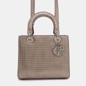 Dior Metallic Pink Leather Lady Dior 2Waybag  Medium Size, Tote Handbags - Luxury Closet catalog
