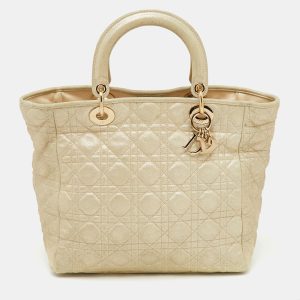 Dior Metallic Cannage Leather Small Soft Lady Dior Tote, Tote Handbags - Luxury Closet catalog