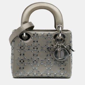 Dior Grey Mini Satin Cannage Strass Crystal Embellished Lady Dior, Satchels - Luxury Closet catalog