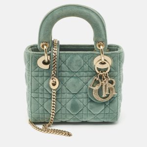 Dior Green Cannage Velvet Mini Lady Dior Tote, Tote Handbags - Luxury Closet catalog
