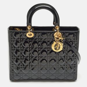 Dior Black Cannage Patent Leather Large Lady Dior Tote, Tote Handbags - Luxury Closet catalog