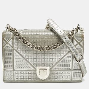 Dior Silver Microcannage Patent Leather Medium Diorama Shoulder Bag, Shoulder Bags - Luxury Closet catalog