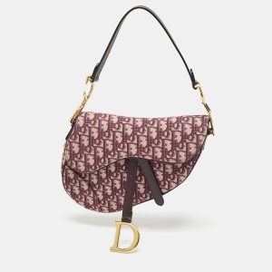 Dior Burgundy Oblique Canvas Saddle Bag, Shoulder Bags - Luxury Closet catalog