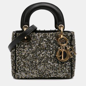 Dior Black Mini Satin Sequin Embroidered Lady Dior, Tote Handbags - Luxury Closet catalog