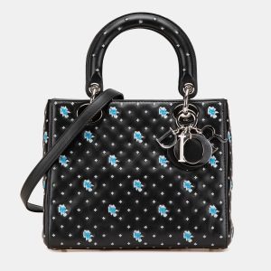 Dior Black Medium Calfskin Embroidered Flower Lady Dior, Tote Handbags - Luxury Closet catalog