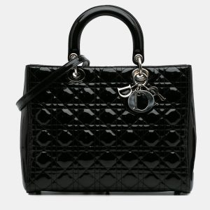 Dior Black Large Patent Cannage Lady Dior, Tote Handbags - Luxury Closet catalog