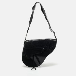 Dior Black Python and Suede Vintage Saddle Bag, Shoulder Bags - Luxury Closet catalog