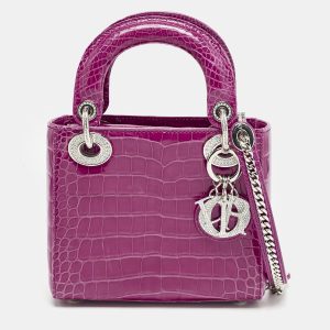 Dior Pink Alligator Swarovski Crystal Mini Lady Dior Tote, Tote Handbags - Luxury Closet catalog