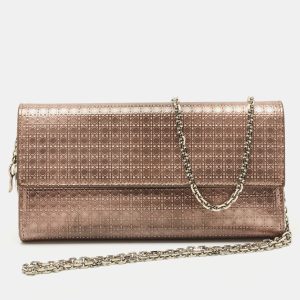 Dior Rose Gold Microcannage Patent Leather Lady Dior Croisiere Wallet On Chain, Wallets & Money Clips - Luxury Closet catalog