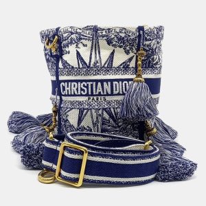 Dior Blue White Canvas D-BUBBLE Bucket Bag Small, Handbags - Luxury Closet catalog