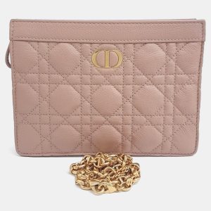 Dior Pink Leather Caro Chain Zipper Pouch and Crossbody Bag, Handbags - Luxury Closet catalog