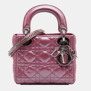 Dior Pink Mini Iridescent Lambskin Cannage Lady Dior, Satchels - Luxury Closet catalog
