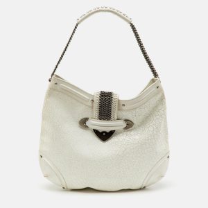 Dior White Crackle Leather Jeanne Hobo, Shoulder Bags - Luxury Closet catalog