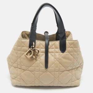 Dior Beige/Black Cannage Leather Medium Dior Toujours Tote, Tote Handbags - Luxury Closet catalog
