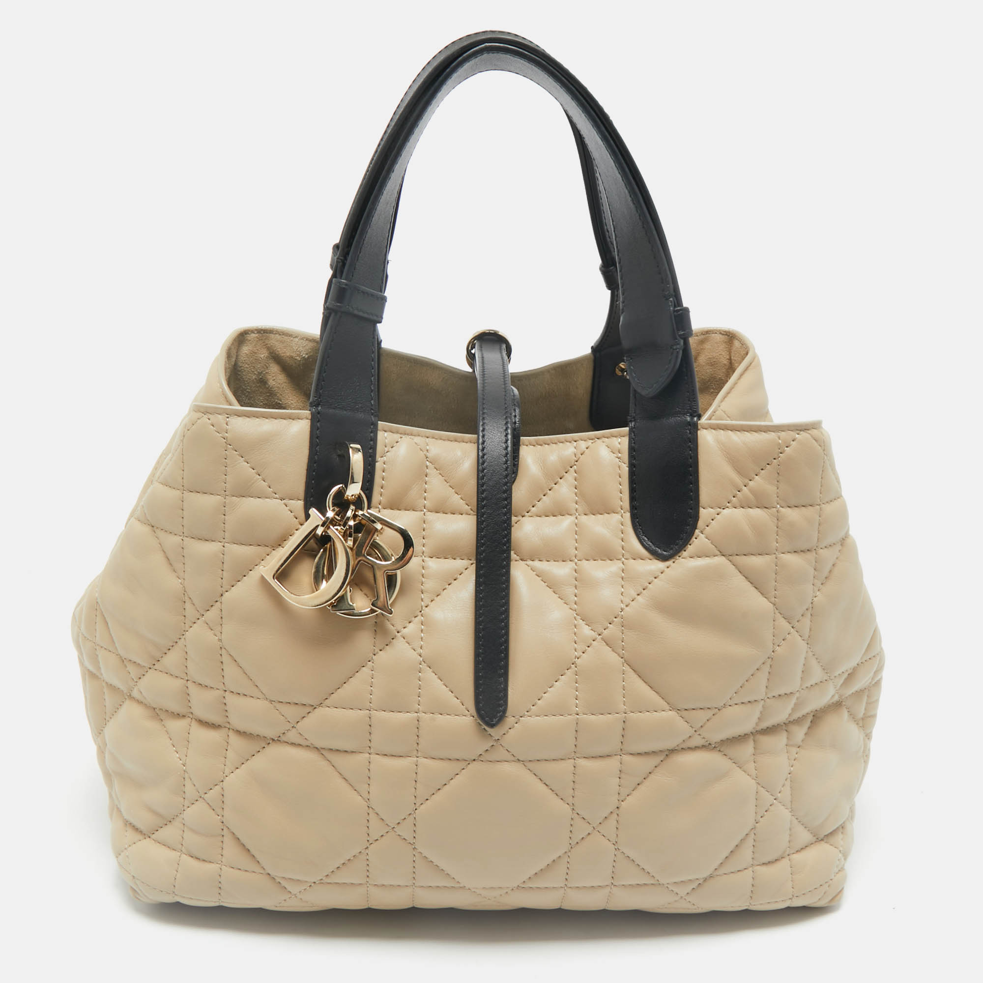 Dior Beige/Black Cannage Leather Medium Dior Toujours Tote, Tote Handbags - Luxury Closet catalog