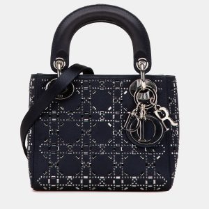 Dior Navy Blue Mini Satin Cannage Strass Crystal Embellished Lady Dior, Satchels - Luxury Closet catalog