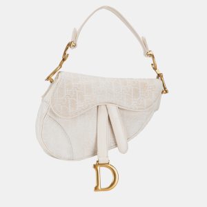 Dior White Mini Oblique Canvas Saddle Bag, Satchels - Luxury Closet catalog