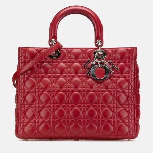 Dior Red Large Lambskin Cannage Lady Dior, Satchels - Luxury Closet catalog