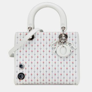Dior White Medium Calfskin Embroidered Flower Lady Dior, Satchels - Luxury Closet catalog