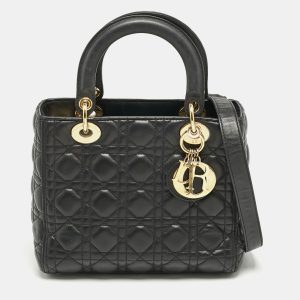 Dior Black Cannage Leather Medium Lady Dior Tote, Tote Handbags - Luxury Closet catalog
