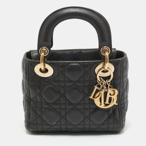 Dior Dark Grey Cannage Leather Mini Lady Dior Tote, Tote Handbags - Luxury Closet catalog