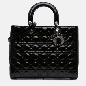 Dior Black Large Patent Cannage Lady Dior, Satchels - Luxury Closet catalog